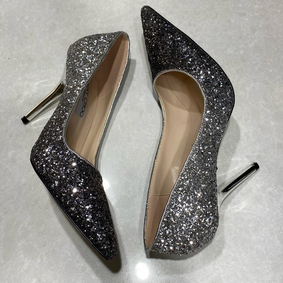 Jimmy Choo Romy Glitter Pumps silver size 9 with box no damage ⭐️⭐️⭐️⭐️ - Picture 7 of 17